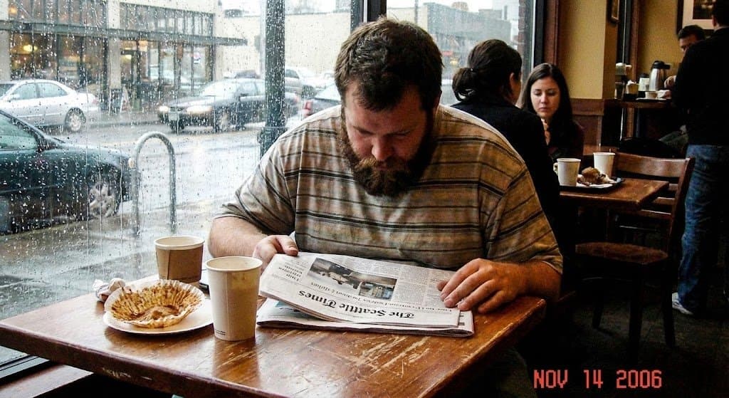 Seattle Coffee Shop a Candid Digital from 2006 Shows a Man with a...