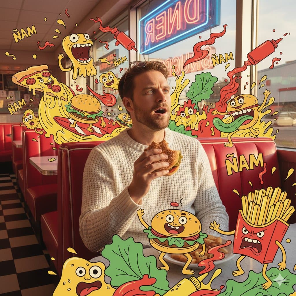 A Vibrant, Mixed-media Masterpiece Featuring a Photorealistic Version...