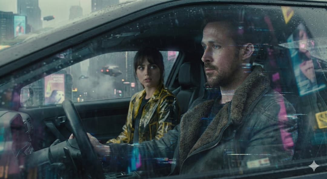 A Medium Close-up Still from the Movie 'blade Runner 2049'. Inside a...