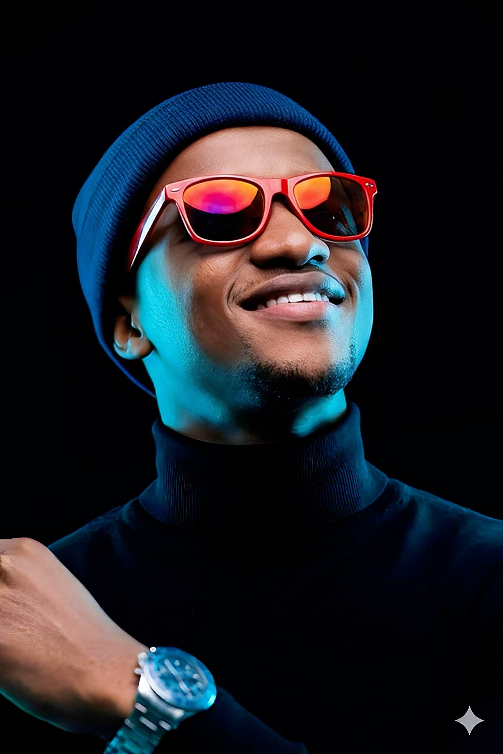 Neon Style Portrait with Bold Sunglasses