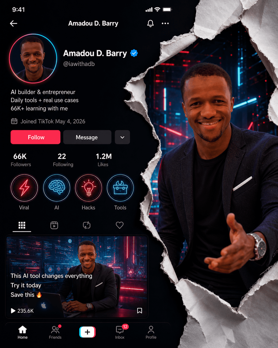 TikTok AI Creator Profile Mockup
