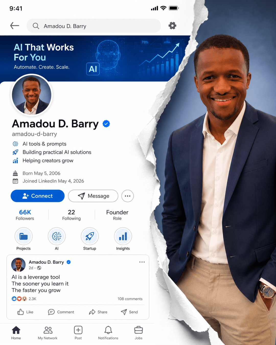 LinkedIn Professional AI Profile Mockup